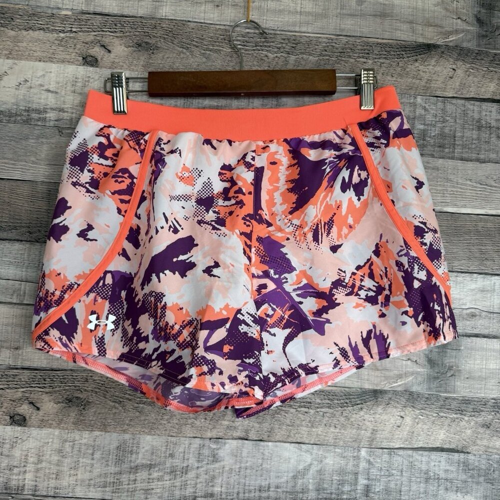 Under Armour Running Shorts Woman M Geometric Print Heatgear Mesh Lining